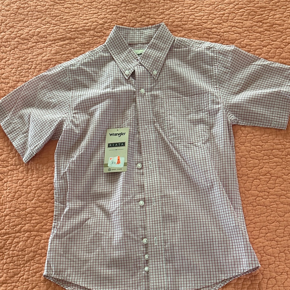 Wrangler Kids Checkered Button Down Shirt - Red and White